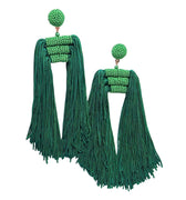 Kelly Green Lauren Beaded Tassel Earrings - Hello Edie - Color Game