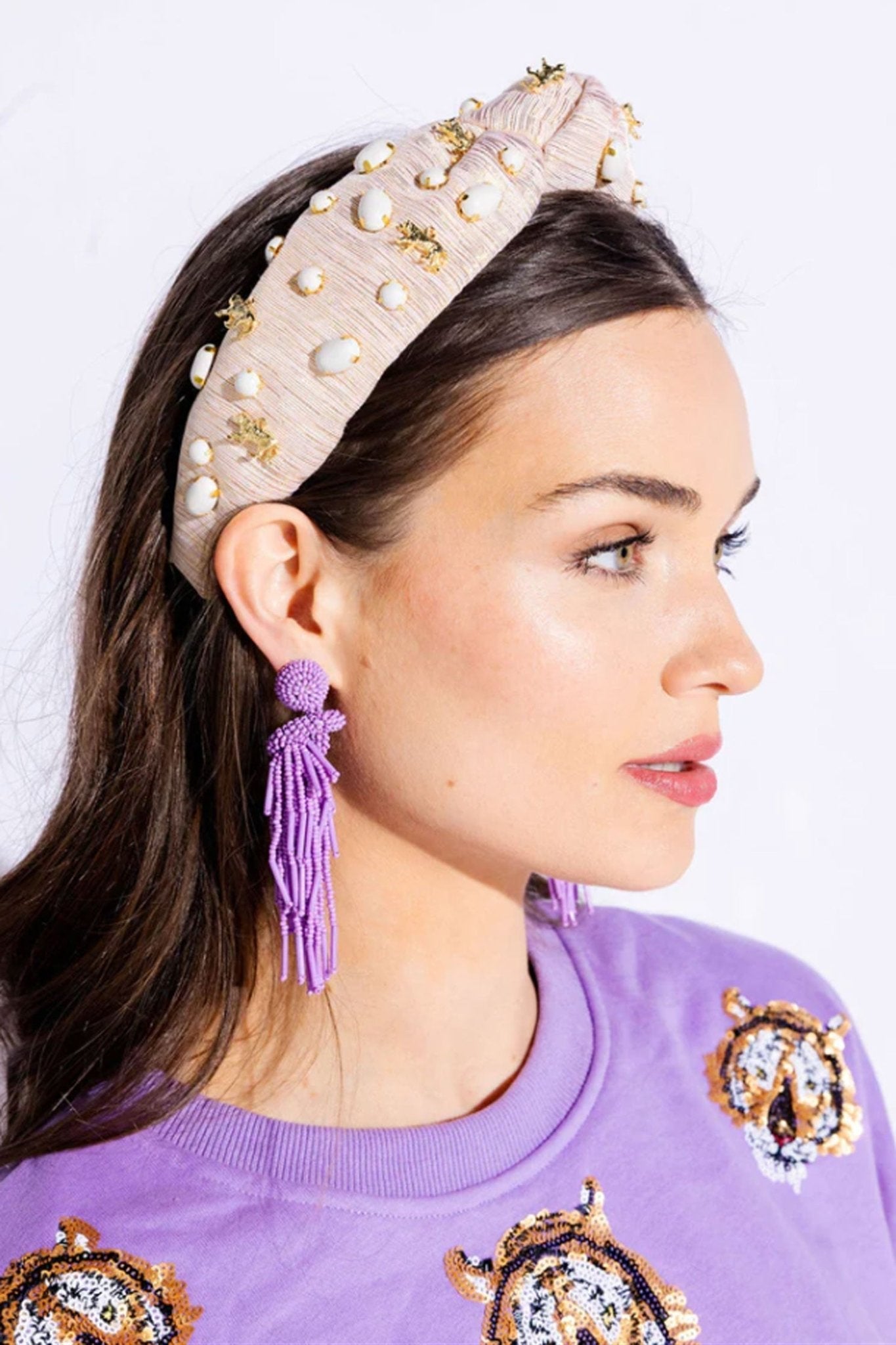 Lavender Fiesta Beaded Tassel Earring - Hello Edie - Color Game