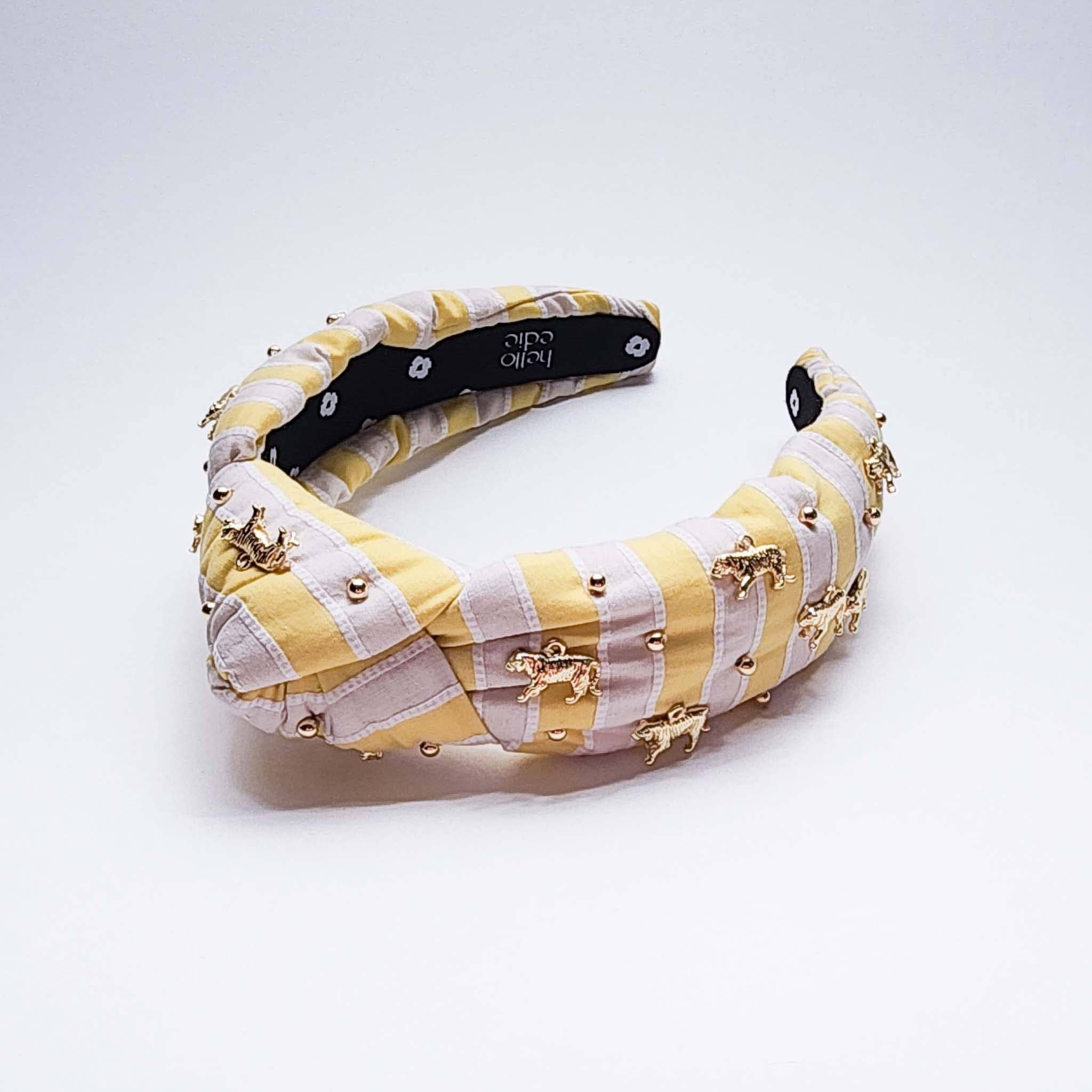 Lemon Yellow Striped Tiger Knot Headband - Hello Edie - Color Game
