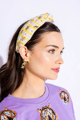 Lemon Yellow Striped Tiger Knot Headband - Hello Edie - Color Game