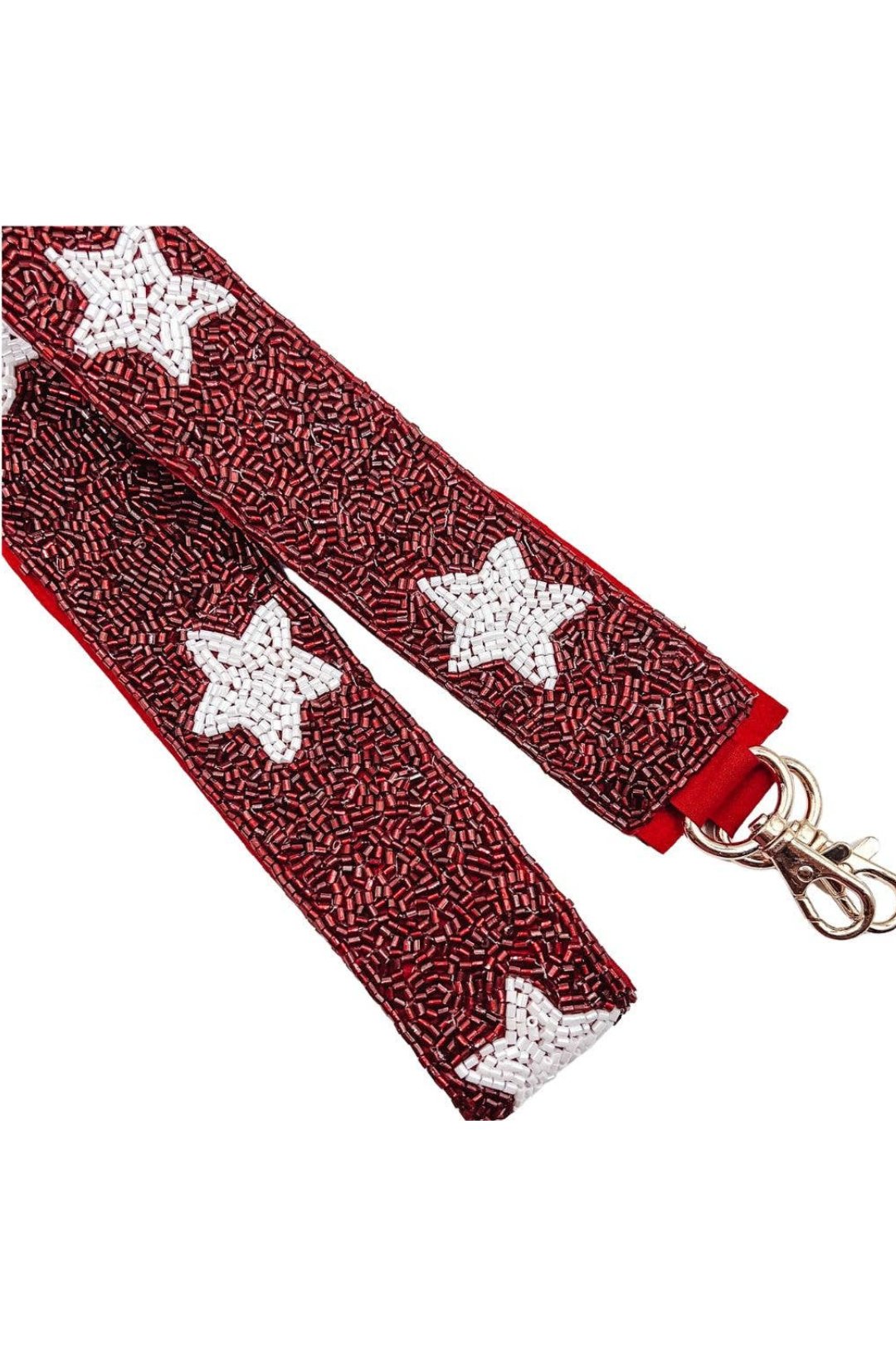 Maroon + White Star Beaded Bag Strap - Treasure Jewels Inc. - Color Game