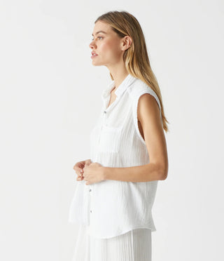 Monique Gauze Button-Down Tank White - Michael Stars - Color Game