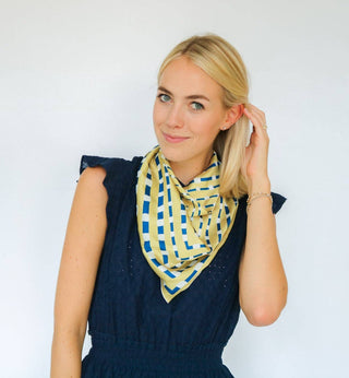 Navy Blue + Gold Print Gameday Scarf - Swells - Color Game