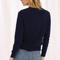 Navy Cotton Cashmere Frayed Edge Crew - Minnie Rose - Color Game