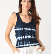 Navy Tie-Dye Linear Scoop Tank - Electric & Rose - Color Game