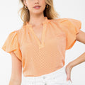 Orange Striped Puff Sleeve Top - THML - Color Game