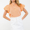 Orange Striped Puff Sleeve Top - THML - Color Game