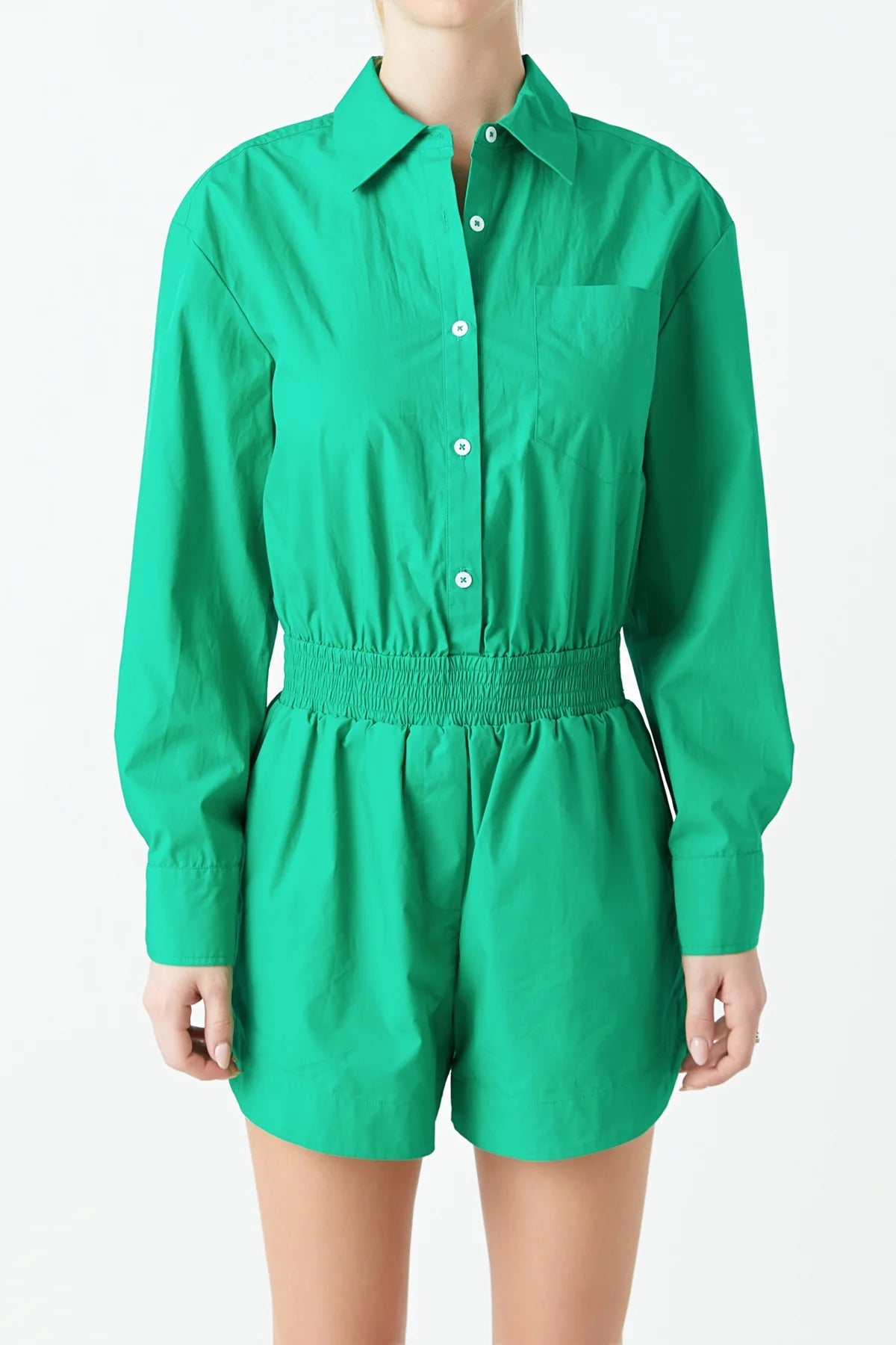 Oversized Shirt Romper Green - Grey Lab - Color Game