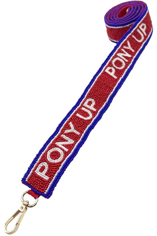 Pony Up Red + Blue Beaded Bag Strap - Pizzazz, Inc. - Color Game