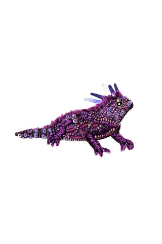 Purple Beaded Horned Frog Brooch - Mignonne Gavigan - Color Game