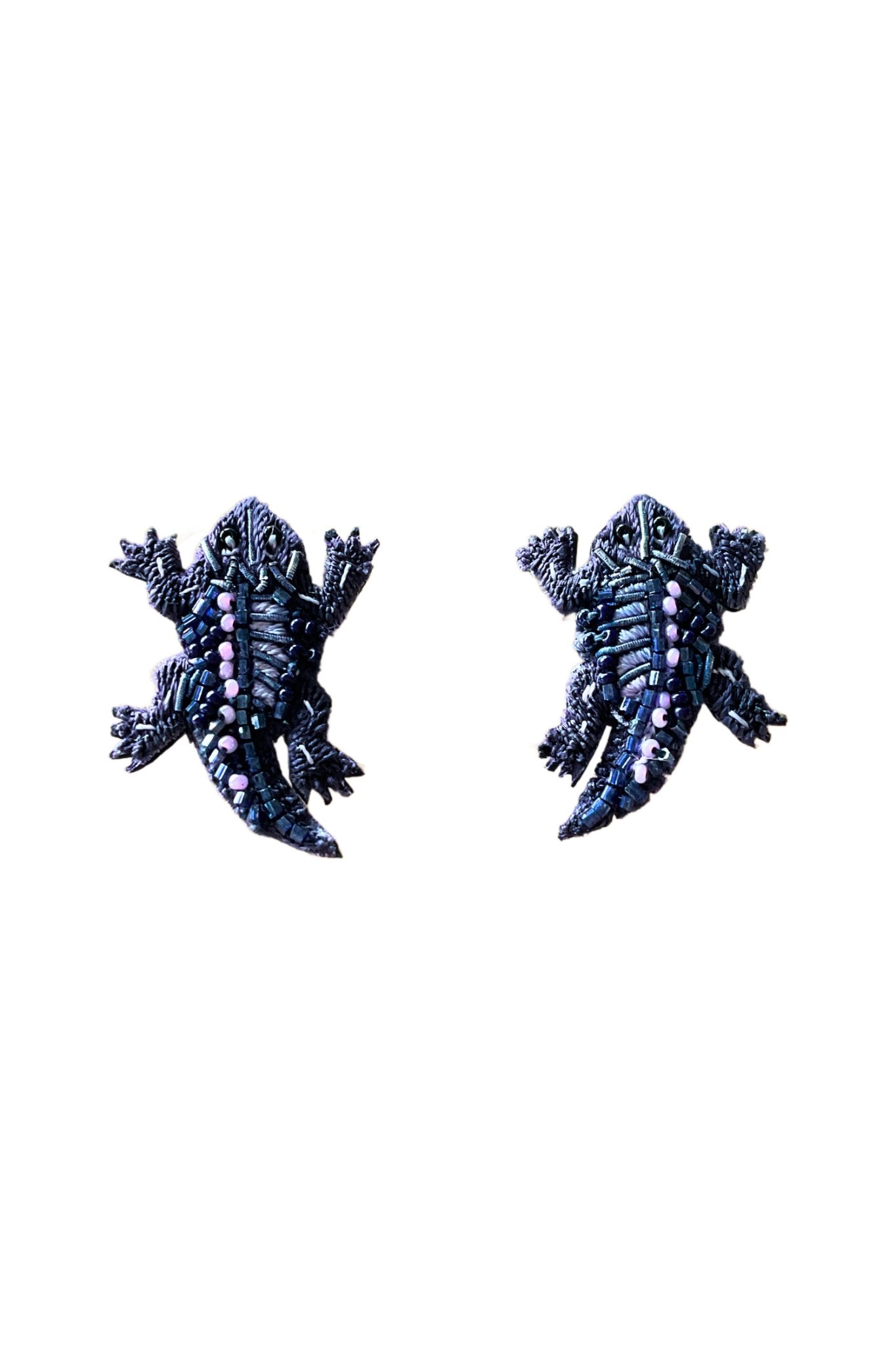Purple Beaded Horned Frog Earrings - Mignonne Gavigan - Color Game