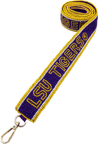 Purple + Gold LSU Tigers Beaded Bag Strap - Pizzazz, Inc. - Color Game