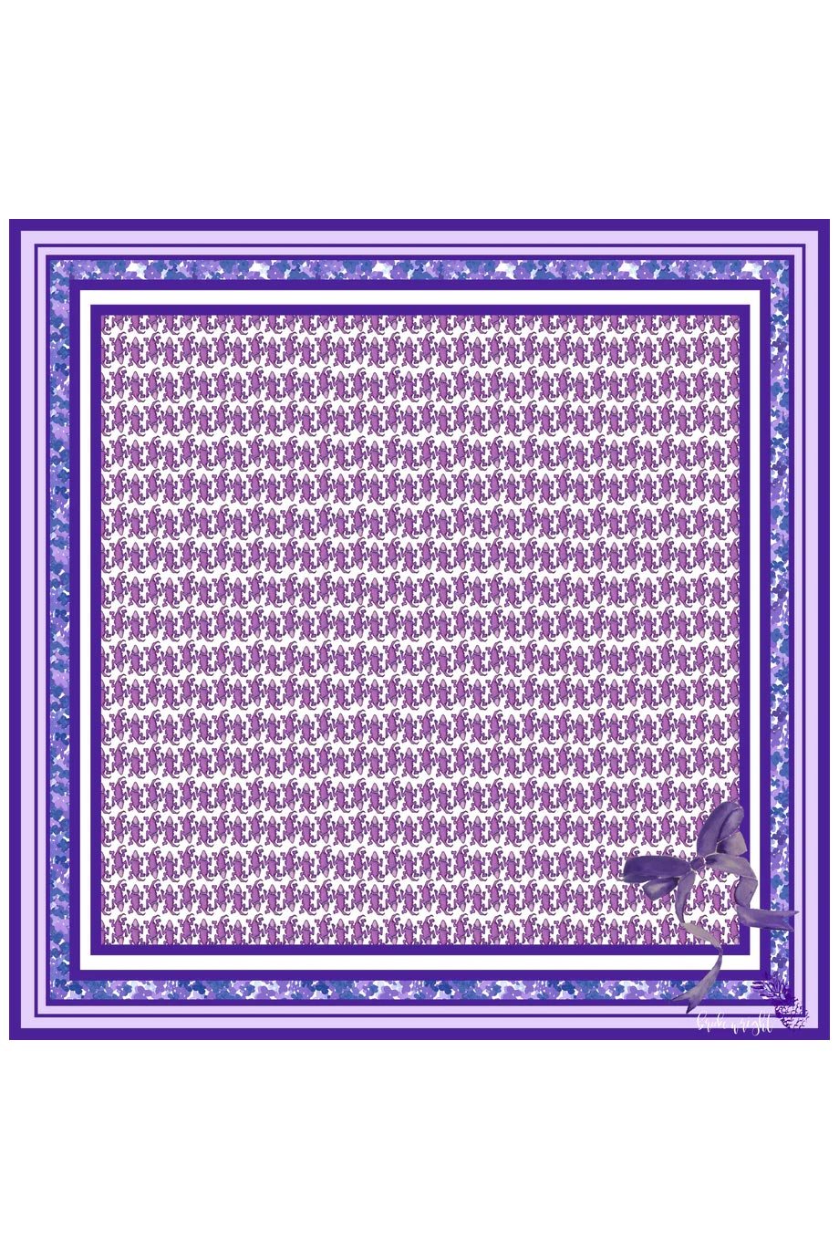 Purple Silk Print Frogs Scarf - Brooke Wright - Color Game