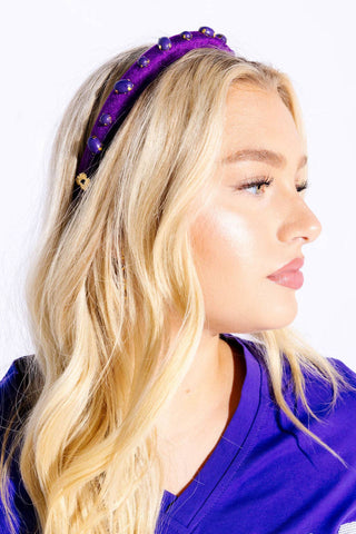 Purple Velvet Ultra Slim Embellished Headband - Hello Edie - Color Game