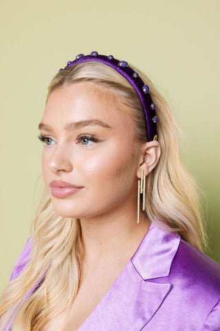 Purple Velvet Ultra Slim Embellished Headband - Hello Edie - Color Game