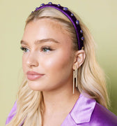 Purple Velvet Ultra Slim Embellished Headband - Hello Edie - Color Game