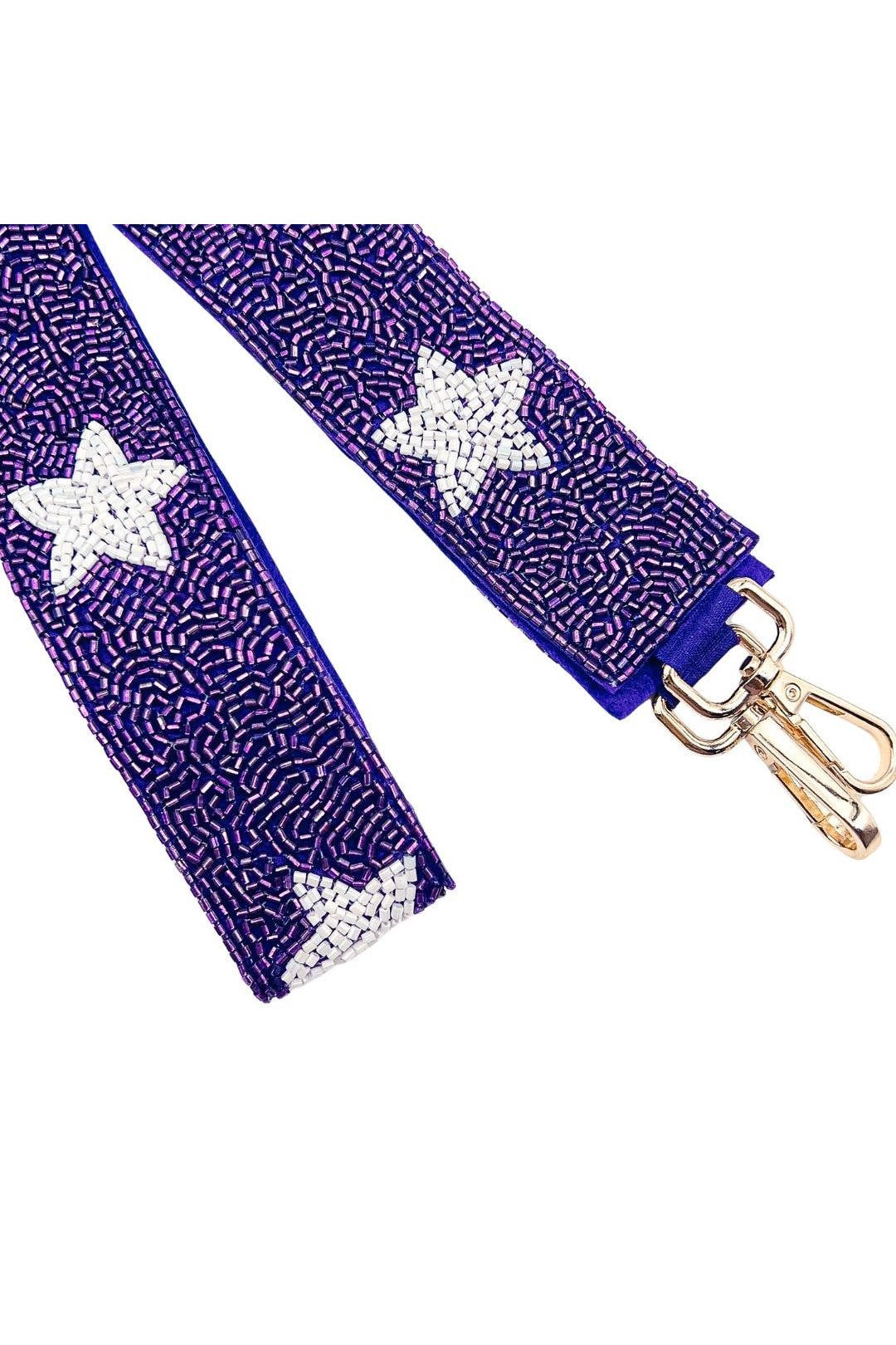 Purple + White Star Beaded Bag Strap - Treasure Jewels Inc. - Color Game