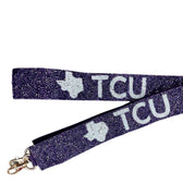 Purple + White TCU Texas Beaded Bag Strap - Treasure Jewels Inc. - Color Game