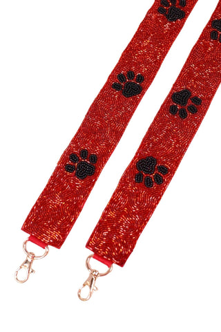 Red + Black Paw Print Crossbody Bag Strap - Caroline Hill - Color Game