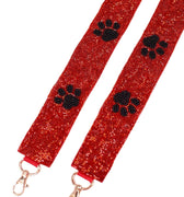 Red + Black Paw Print Crossbody Bag Strap - Caroline Hill - Color Game