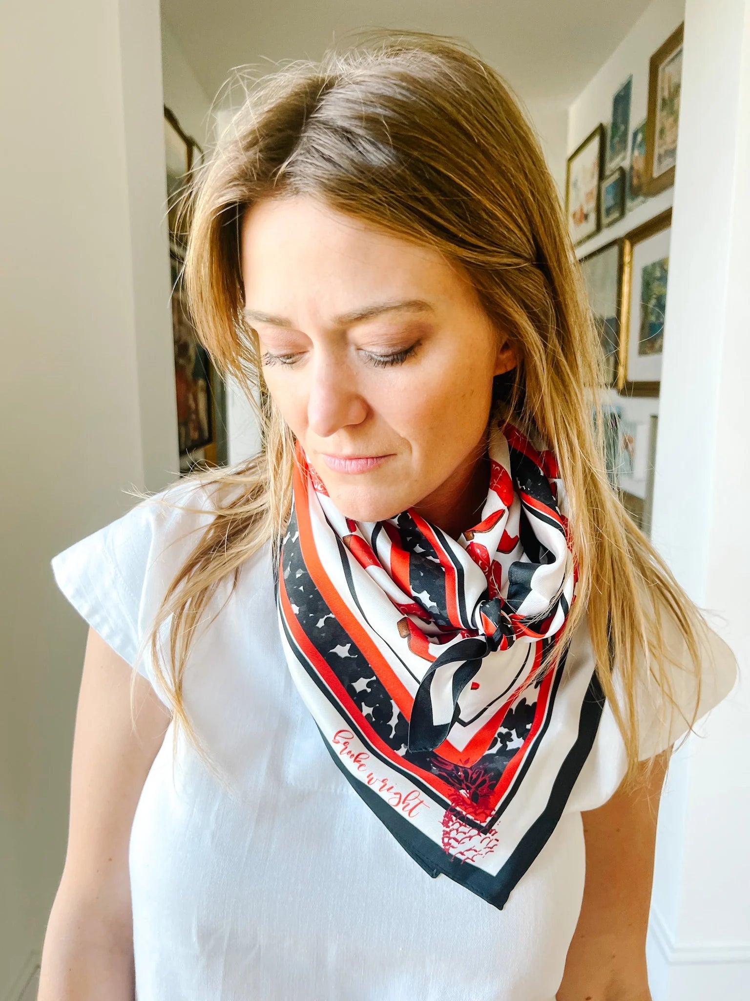 Red + Black Silk Print Boots Scarf - Brooke Wright - Color Game