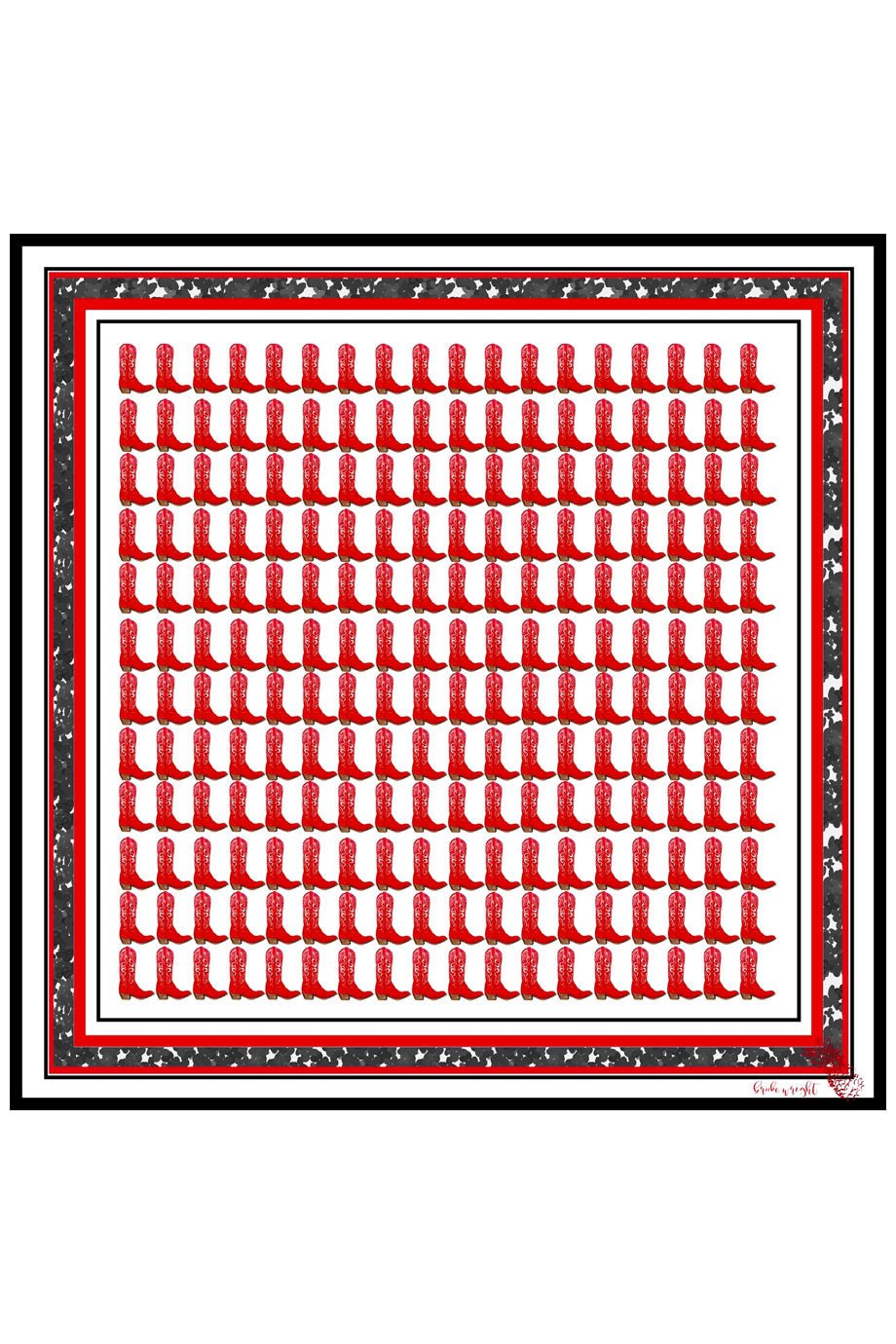 Red + Black Silk Print Boots Scarf - Brooke Wright - Color Game