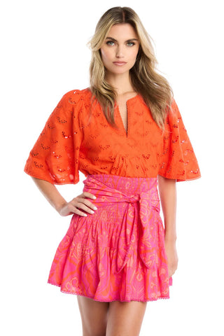 Red Freda Embroidered Top - Allison New York - Color Game