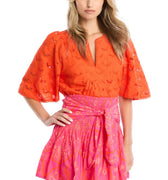 Red Freda Embroidered Top - Allison New York - Color Game