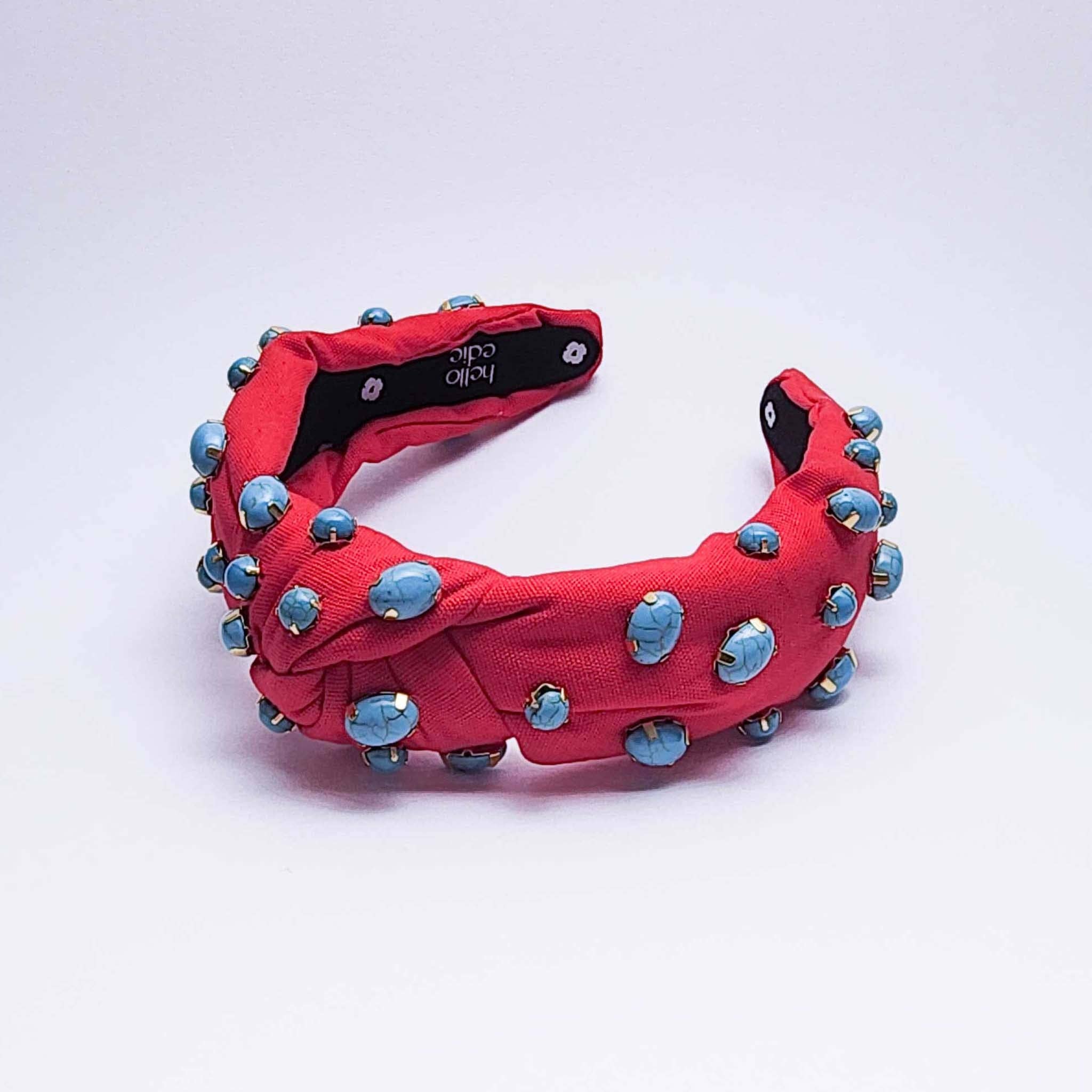 Red Knot Headband With Turquoise Stone Embellishments - Hello Edie - Color Game