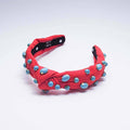 Red Knot Headband With Turquoise Stone Embellishments - Hello Edie - Color Game