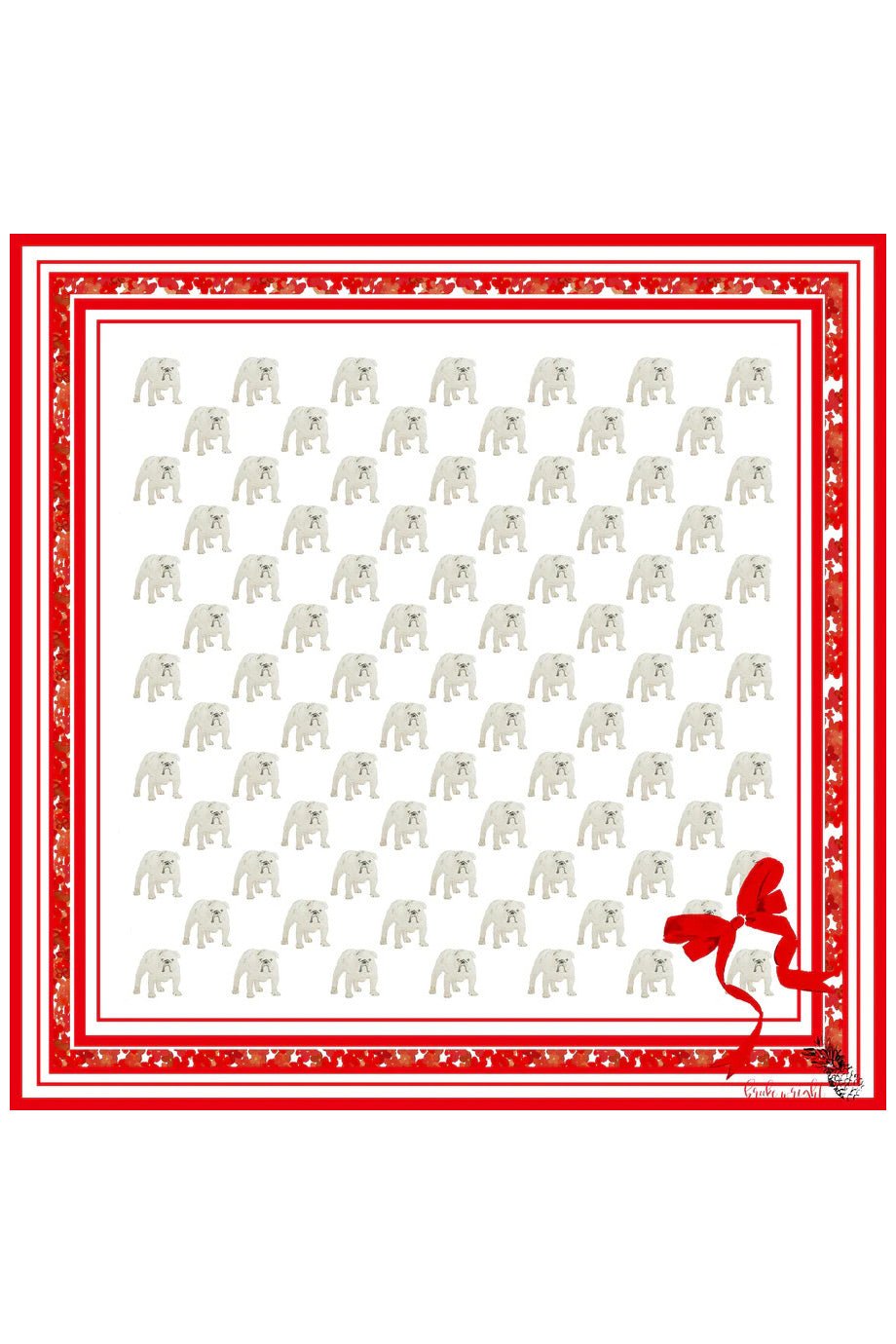 Red Silk Print Bulldogs Scarf - Brooke Wright - Color Game