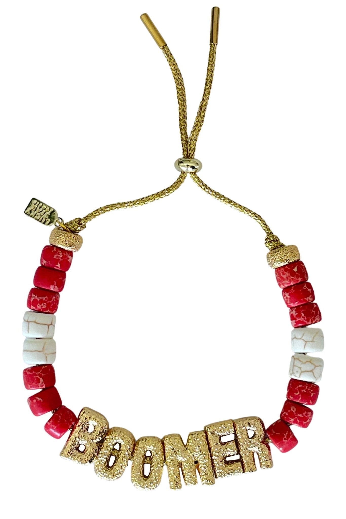 Red +White Eye Candy "Boomer" ID Bracelet - Lucky Star Jewels - Color Game