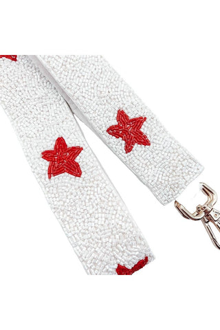 Red + White Star Beaded Bag Strap - Treasure Jewels Inc. - Color Game