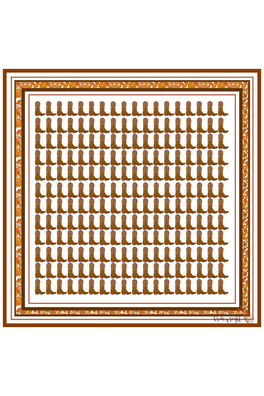 Saddle Brown + Burnt Orange Silk Print Boots Scarf - Brooke Wright - Color Game