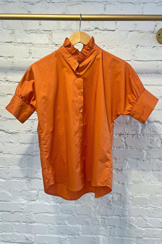 Short Sleeve Ruffle Shirt Burnt Orange - Heidi Houston - Color Game