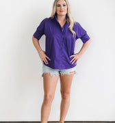 Short Sleeve Ruffle Shirt Purple - Heidi Houston - Color Game