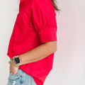 Short Sleeve Ruffle Shirt Red - Heidi Houston - Color Game