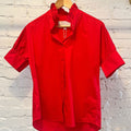 Short Sleeve Ruffle Shirt Red - Heidi Houston - Color Game