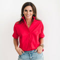 Short Sleeve Ruffle Shirt Red - Heidi Houston - Color Game