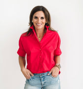 Short Sleeve Ruffle Shirt Red - Heidi Houston - Color Game