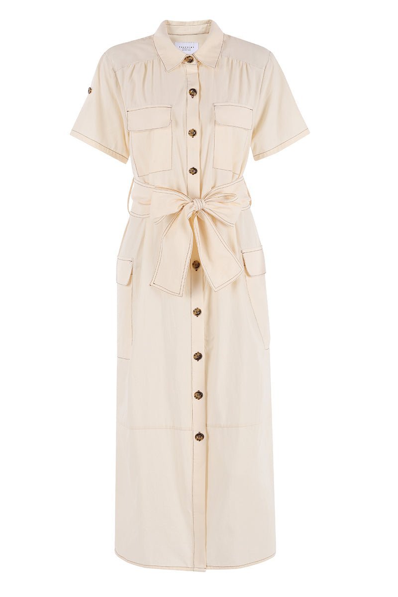 The Whitney Midi Dress Ecru - The Shirt by Rochelle Behrens - Color Game