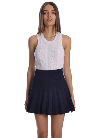 Viscose Pleated Tennis Skirt Navy - Minnie Rose - Color Game