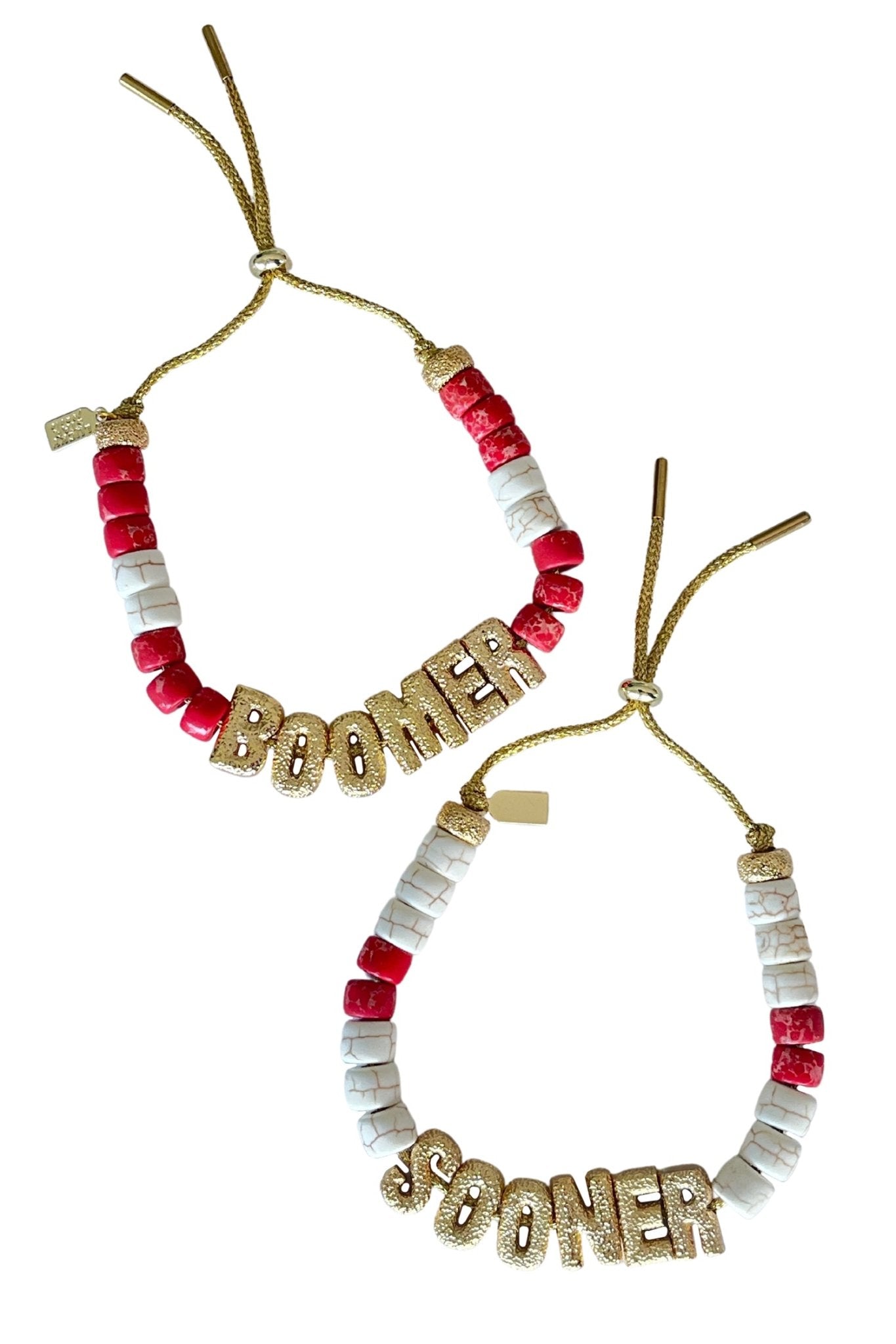 White + Red Eye Candy "Sooner" ID Bracelet - Lucky Star Jewels - Color Game