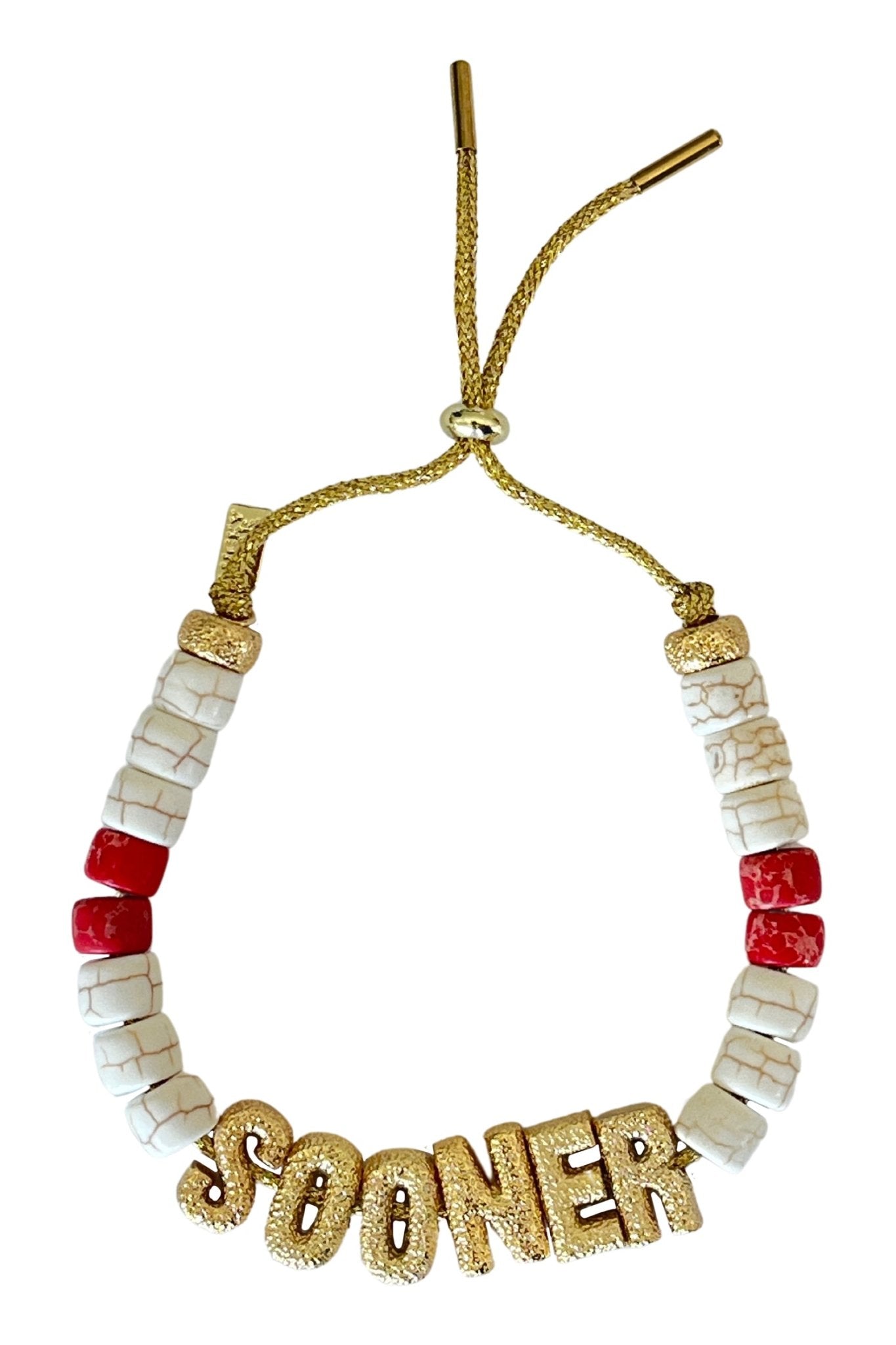 White + Red Eye Candy "Sooner" ID Bracelet - Lucky Star Jewels - Color Game