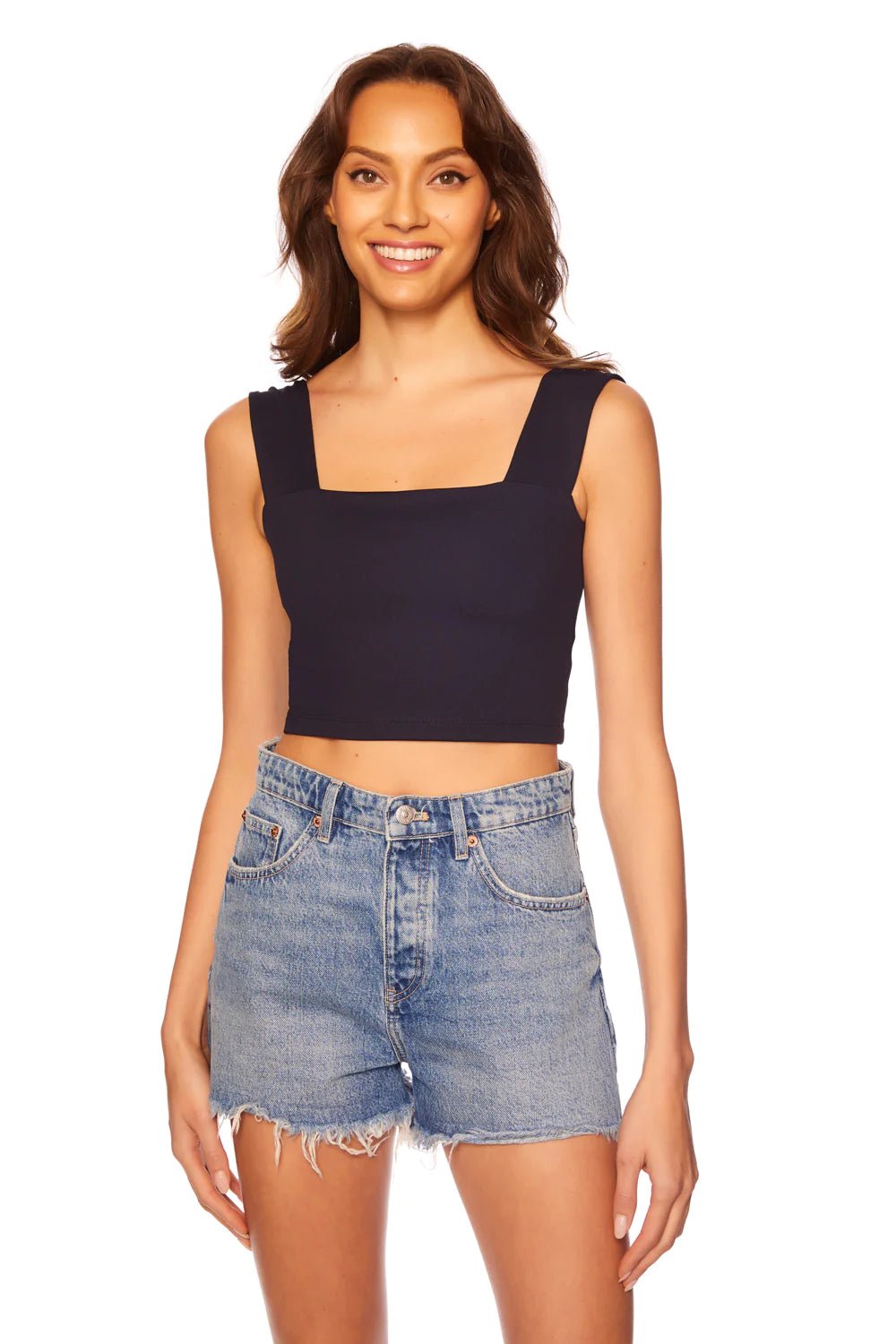 Wide Strap Crop Tank Top Midnight - Susana Monaco - Color Game