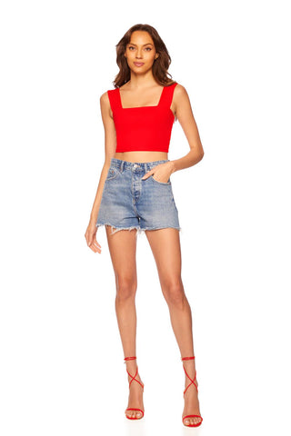 Wide Strap Crop Tank Top Red - Susana Monaco - Color Game