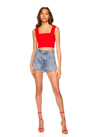 Wide Strap Crop Tank Top Red - Susana Monaco - Color Game