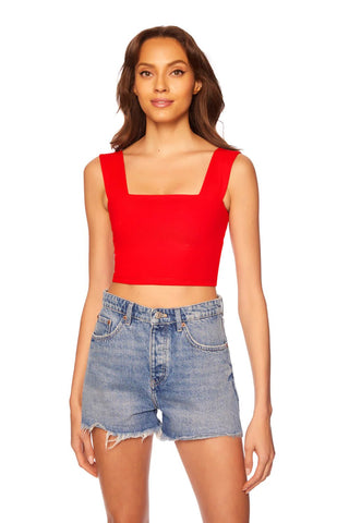 Wide Strap Crop Tank Top Red - Susana Monaco - Color Game