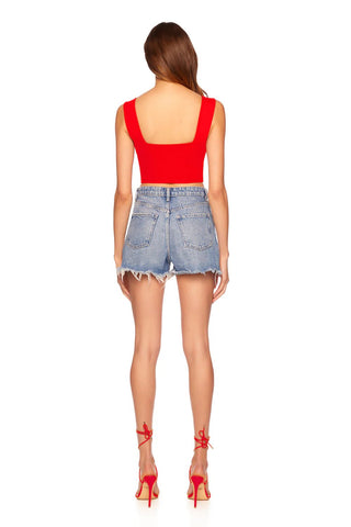 Wide Strap Crop Tank Top Red - Susana Monaco - Color Game